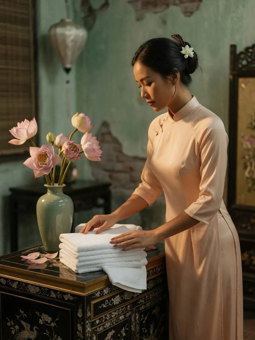 Quiet corner of a Hanoi studio where nuru massage Hanoi is booked by appointment